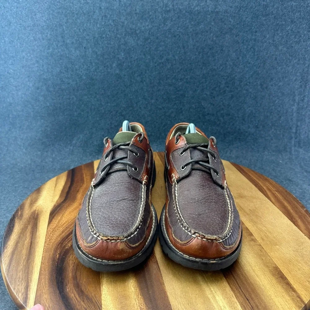 LL Bean Allagash Boat Shoes 244472 Comfort Brown Leather Mens Size 10.5D